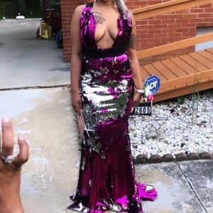Reverse Sequin Prom Dress